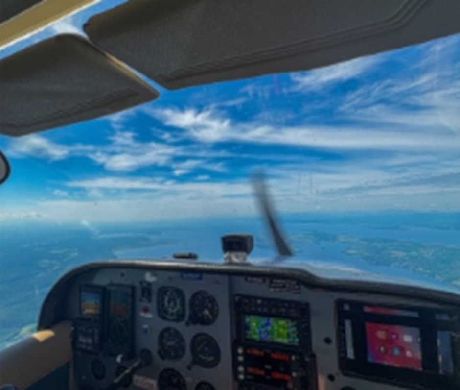 View from the cockpit over Lake Champlain